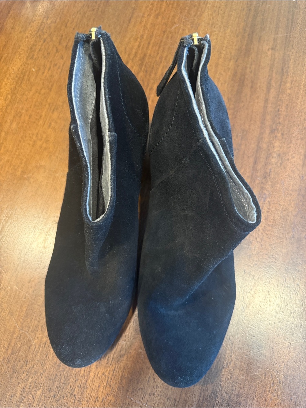 Seychelles Black Suede Ankle Booties with Back Zipper